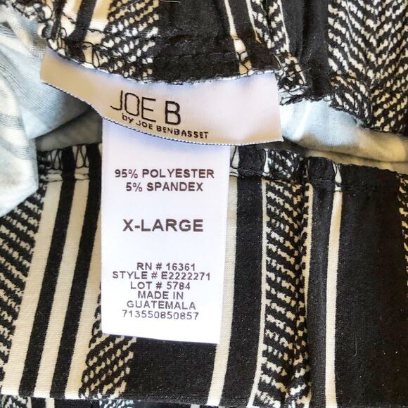 Joe B Black & White  Elastic Tie Waist Pull On Pants X LG New! Soft - Picture 3 of 5